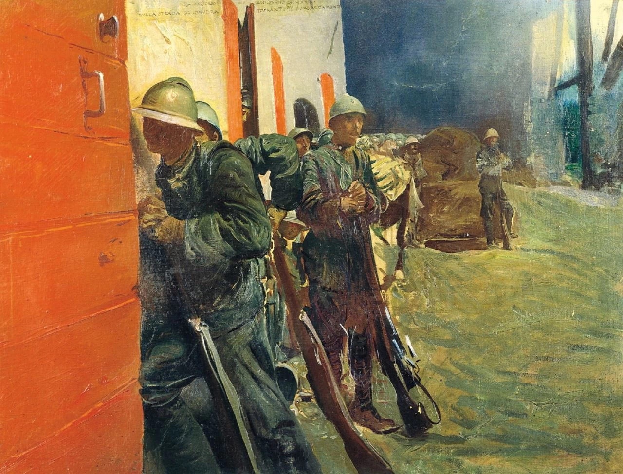 Nell'attesa di rientrare a Nervesa - Fondo G.A. Sartorio. Palazzo della Farnesina, Roma